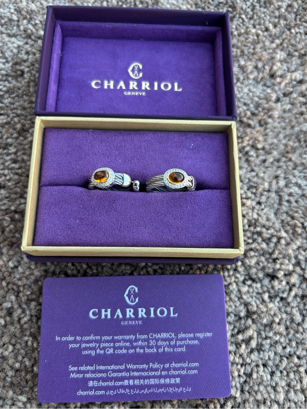 Charriol 18k & stainless steel with Citrine Stones and Diamonds